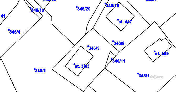 Parcela st. 346/5 v KÚ Držková, Katastrální mapa