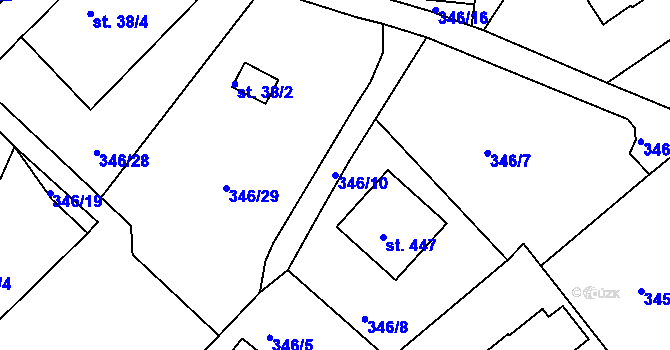 Parcela st. 346/10 v KÚ Držková, Katastrální mapa