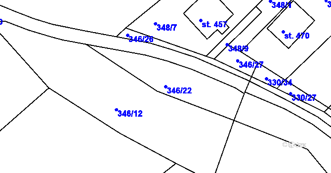 Parcela st. 346/22 v KÚ Držková, Katastrální mapa