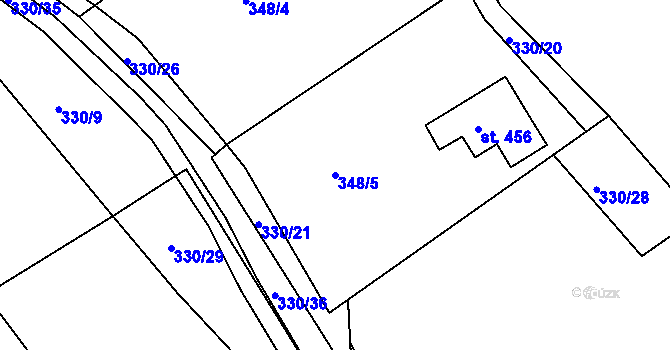 Parcela st. 348/5 v KÚ Držková, Katastrální mapa