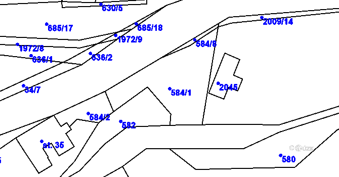 Parcela st. 584/1 v KÚ Držková, Katastrální mapa