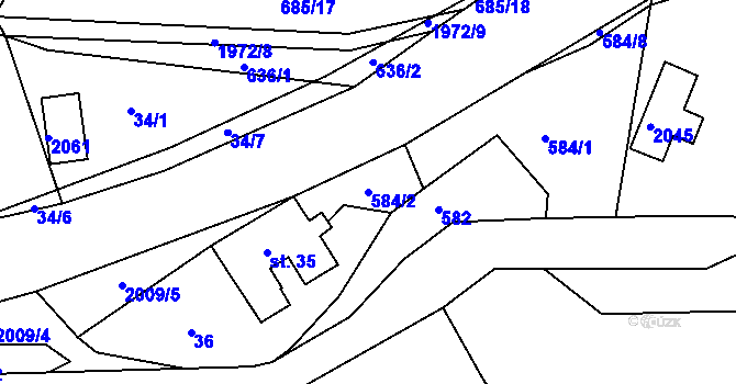 Parcela st. 584/2 v KÚ Držková, Katastrální mapa