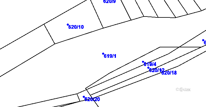 Parcela st. 619/1 v KÚ Držková, Katastrální mapa