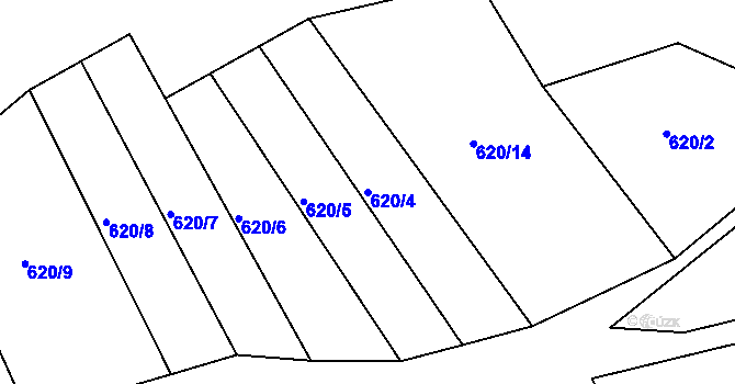 Parcela st. 620/4 v KÚ Držková, Katastrální mapa