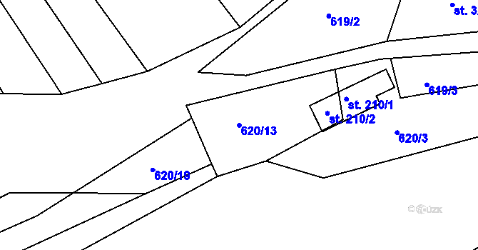Parcela st. 620/13 v KÚ Držková, Katastrální mapa