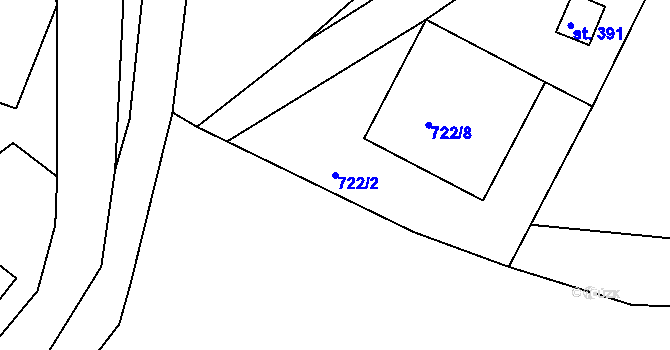 Parcela st. 722/2 v KÚ Držková, Katastrální mapa