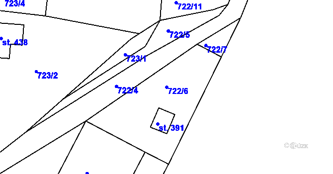 Parcela st. 722/6 v KÚ Držková, Katastrální mapa