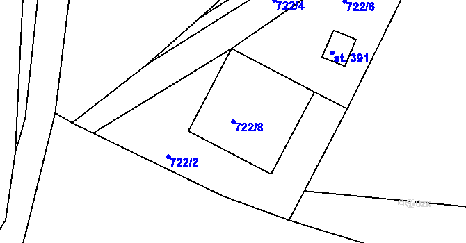 Parcela st. 722/8 v KÚ Držková, Katastrální mapa