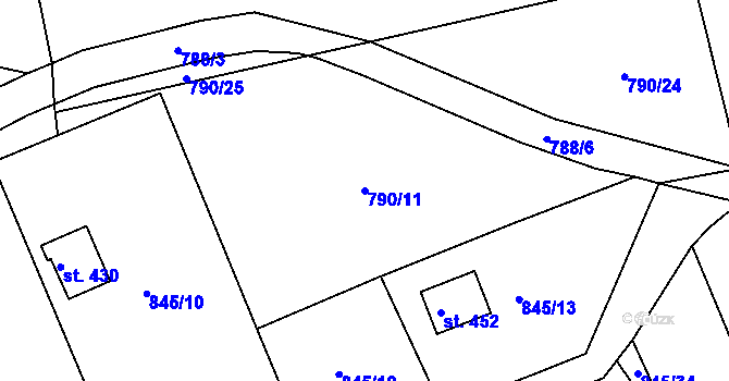 Parcela st. 790/11 v KÚ Držková, Katastrální mapa