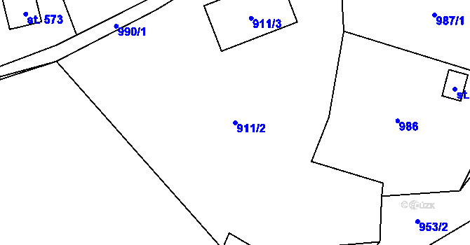 Parcela st. 911/2 v KÚ Držková, Katastrální mapa