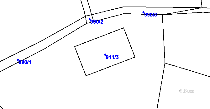 Parcela st. 911/3 v KÚ Držková, Katastrální mapa