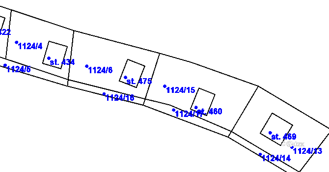 Parcela st. 1124/15 v KÚ Držková, Katastrální mapa