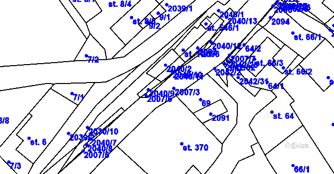 Parcela st. 2007 v KÚ Držková, Katastrální mapa