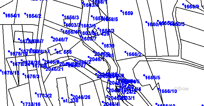 Parcela st. 2035 v KÚ Držková, Katastrální mapa