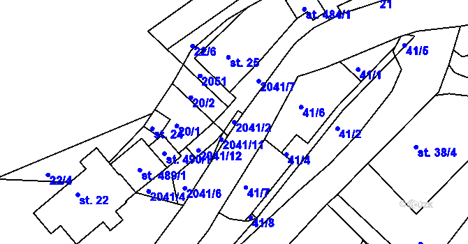 Parcela st. 2041/2 v KÚ Držková, Katastrální mapa