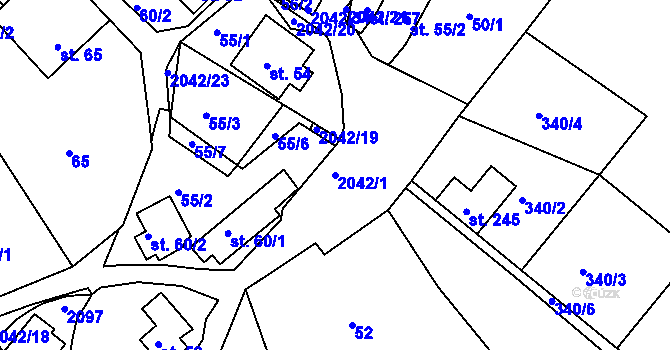 Parcela st. 2042/1 v KÚ Držková, Katastrální mapa