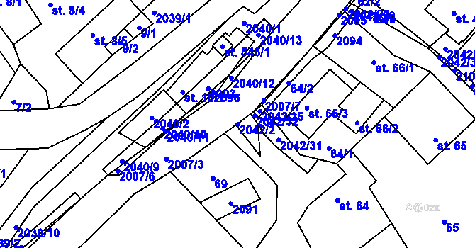 Parcela st. 2042/2 v KÚ Držková, Katastrální mapa