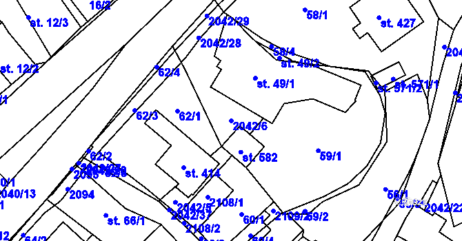 Parcela st. 2042/6 v KÚ Držková, Katastrální mapa