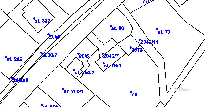 Parcela st. 2042/7 v KÚ Držková, Katastrální mapa