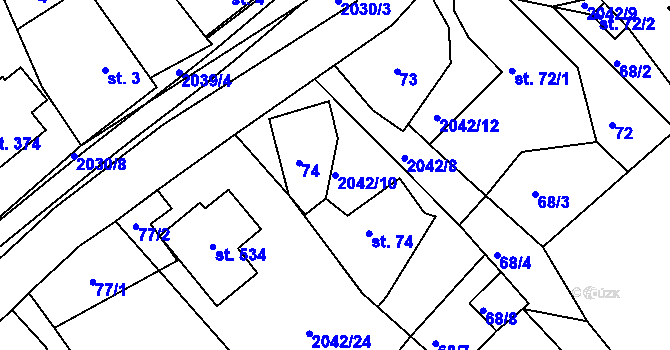 Parcela st. 2042/10 v KÚ Držková, Katastrální mapa