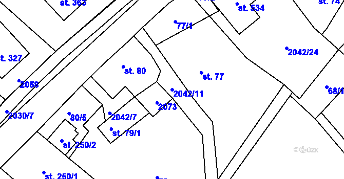 Parcela st. 2042/11 v KÚ Držková, Katastrální mapa