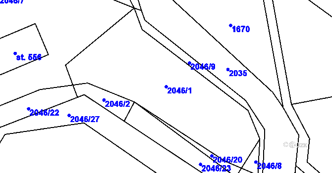Parcela st. 2046/1 v KÚ Držková, Katastrální mapa