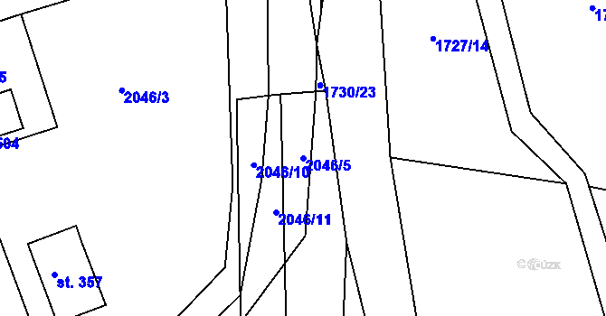 Parcela st. 2046/5 v KÚ Držková, Katastrální mapa