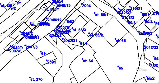 Parcela st. 64/1 v KÚ Držková, Katastrální mapa