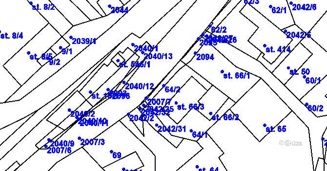 Parcela st. 64/2 v KÚ Držková, Katastrální mapa