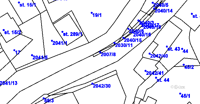 Parcela st. 2007/8 v KÚ Držková, Katastrální mapa