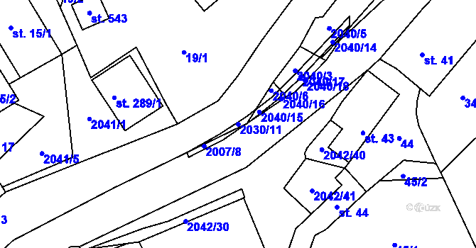 Parcela st. 2030/11 v KÚ Držková, Katastrální mapa