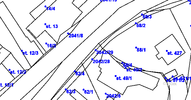 Parcela st. 2042/29 v KÚ Držková, Katastrální mapa