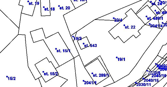 Parcela st. 543 v KÚ Držková, Katastrální mapa