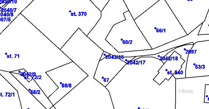 Parcela st. 2042/16 v KÚ Držková, Katastrální mapa
