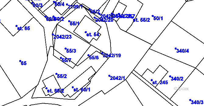 Parcela st. 2042/19 v KÚ Držková, Katastrální mapa