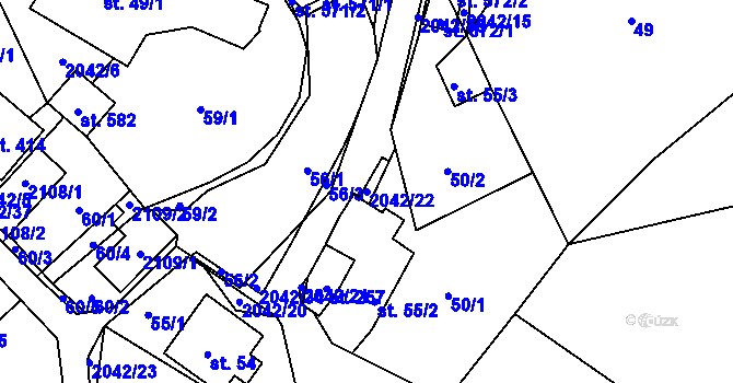 Parcela st. 2042/22 v KÚ Držková, Katastrální mapa