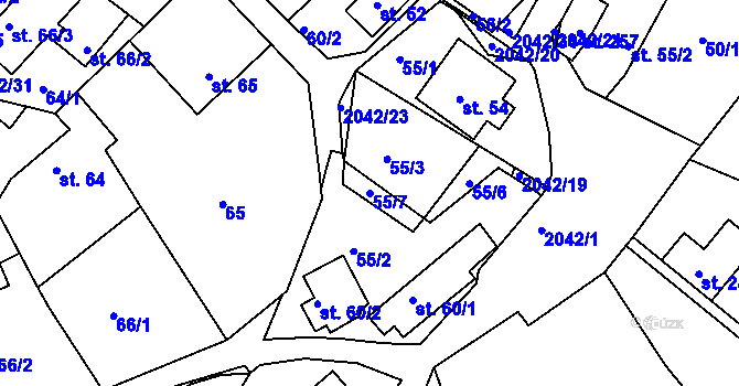 Parcela st. 55/7 v KÚ Držková, Katastrální mapa