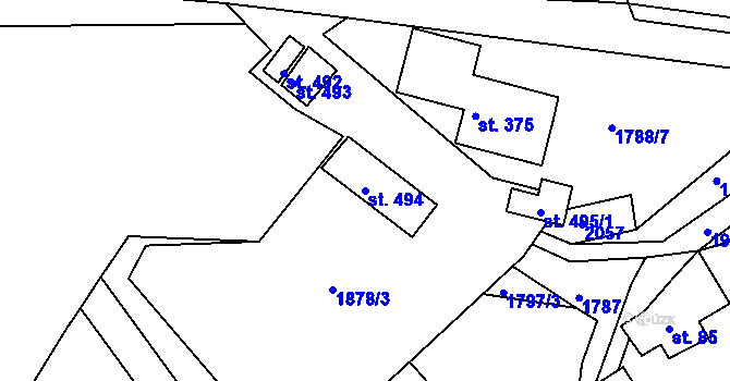 Parcela st. 494 v KÚ Držková, Katastrální mapa