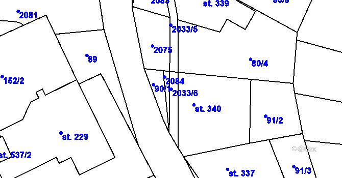Parcela st. 2033/6 v KÚ Držková, Katastrální mapa