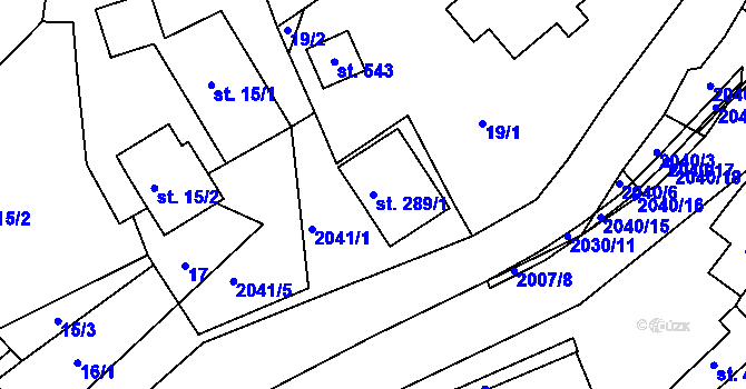 Parcela st. 289/1 v KÚ Držková, Katastrální mapa