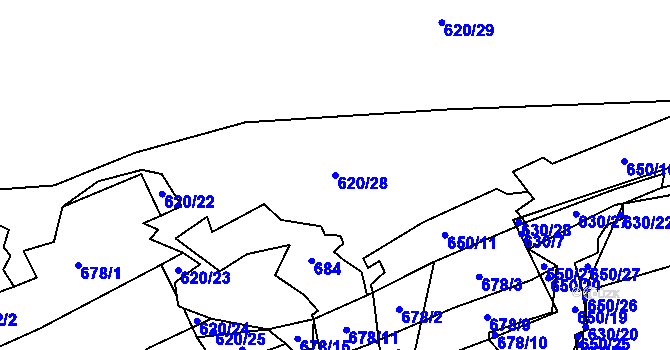 Parcela st. 620/28 v KÚ Držková, Katastrální mapa