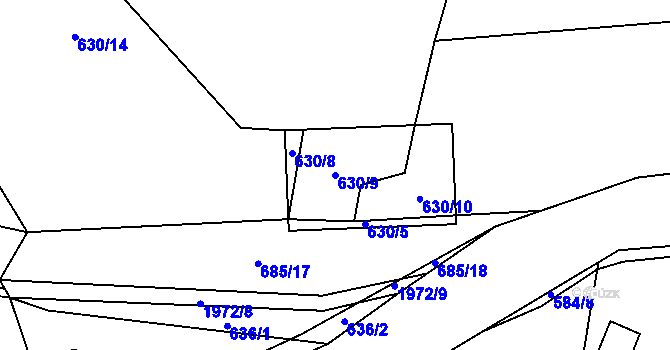 Parcela st. 630/9 v KÚ Držková, Katastrální mapa