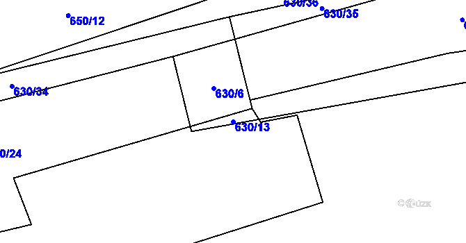 Parcela st. 630/13 v KÚ Držková, Katastrální mapa