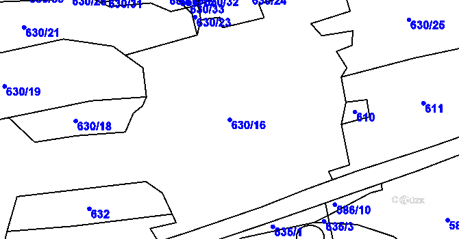 Parcela st. 630/16 v KÚ Držková, Katastrální mapa
