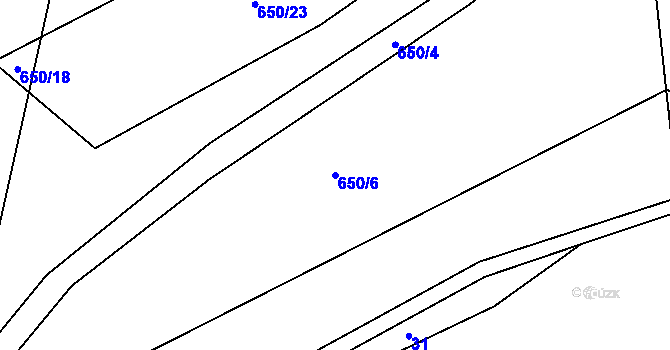 Parcela st. 650/6 v KÚ Držková, Katastrální mapa