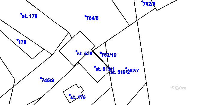Parcela st. 762/10 v KÚ Držková, Katastrální mapa