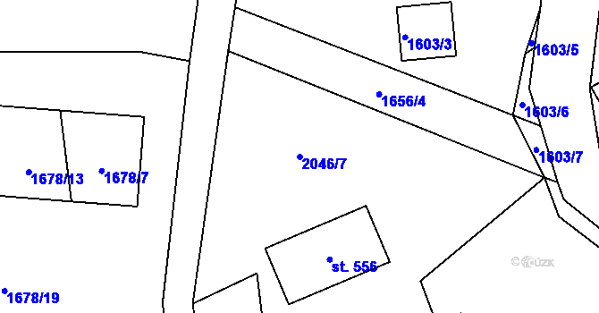 Parcela st. 2046/7 v KÚ Držková, Katastrální mapa