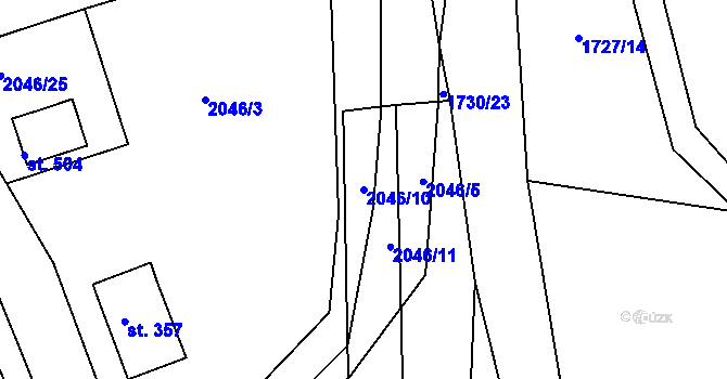 Parcela st. 2046/10 v KÚ Držková, Katastrální mapa