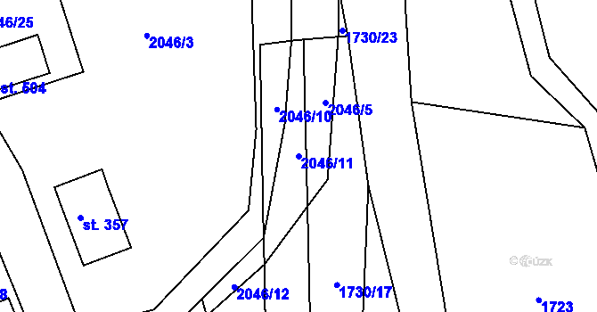 Parcela st. 2046/11 v KÚ Držková, Katastrální mapa