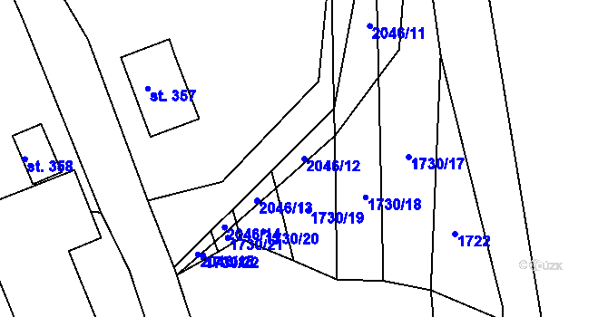 Parcela st. 2046/12 v KÚ Držková, Katastrální mapa